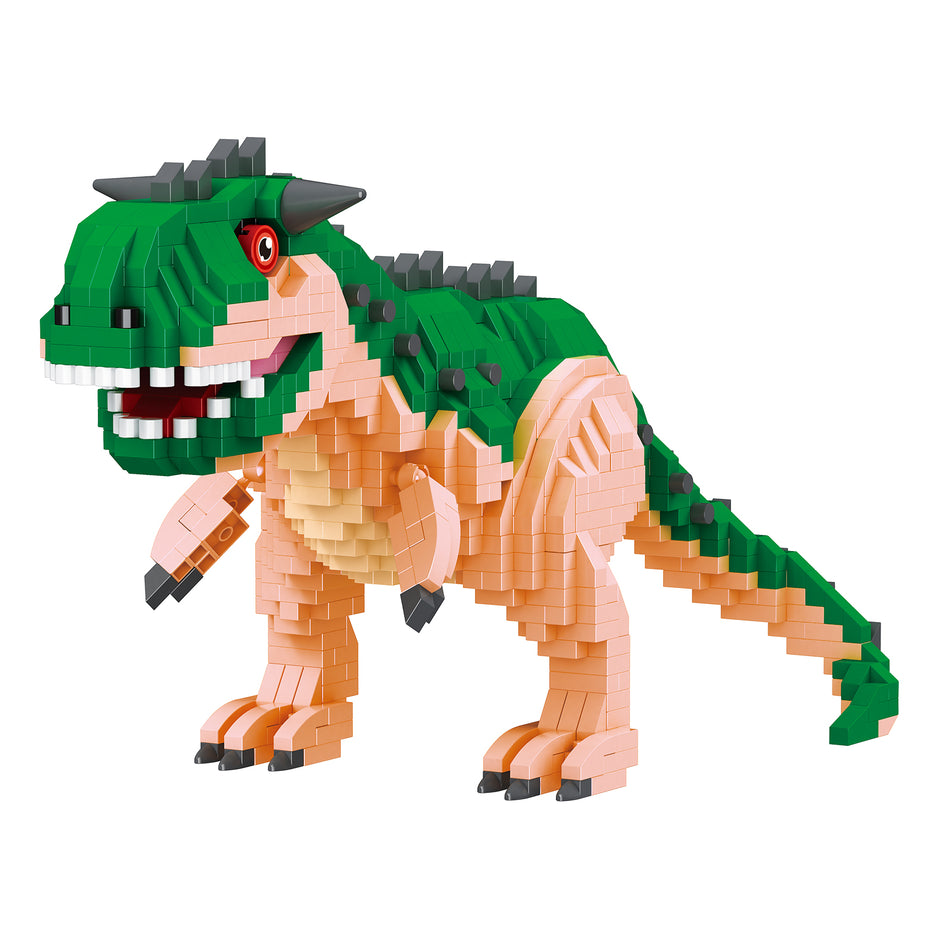 Productfoto van de Balody miniblocks groen en zandkleurige carnotaurus