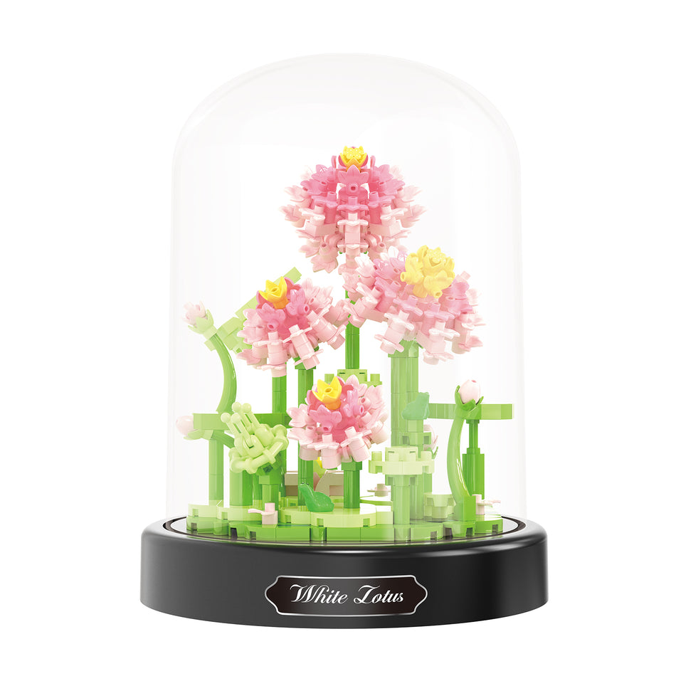 Productfoto van de Balody miniblocks lotusbloemen in stolp